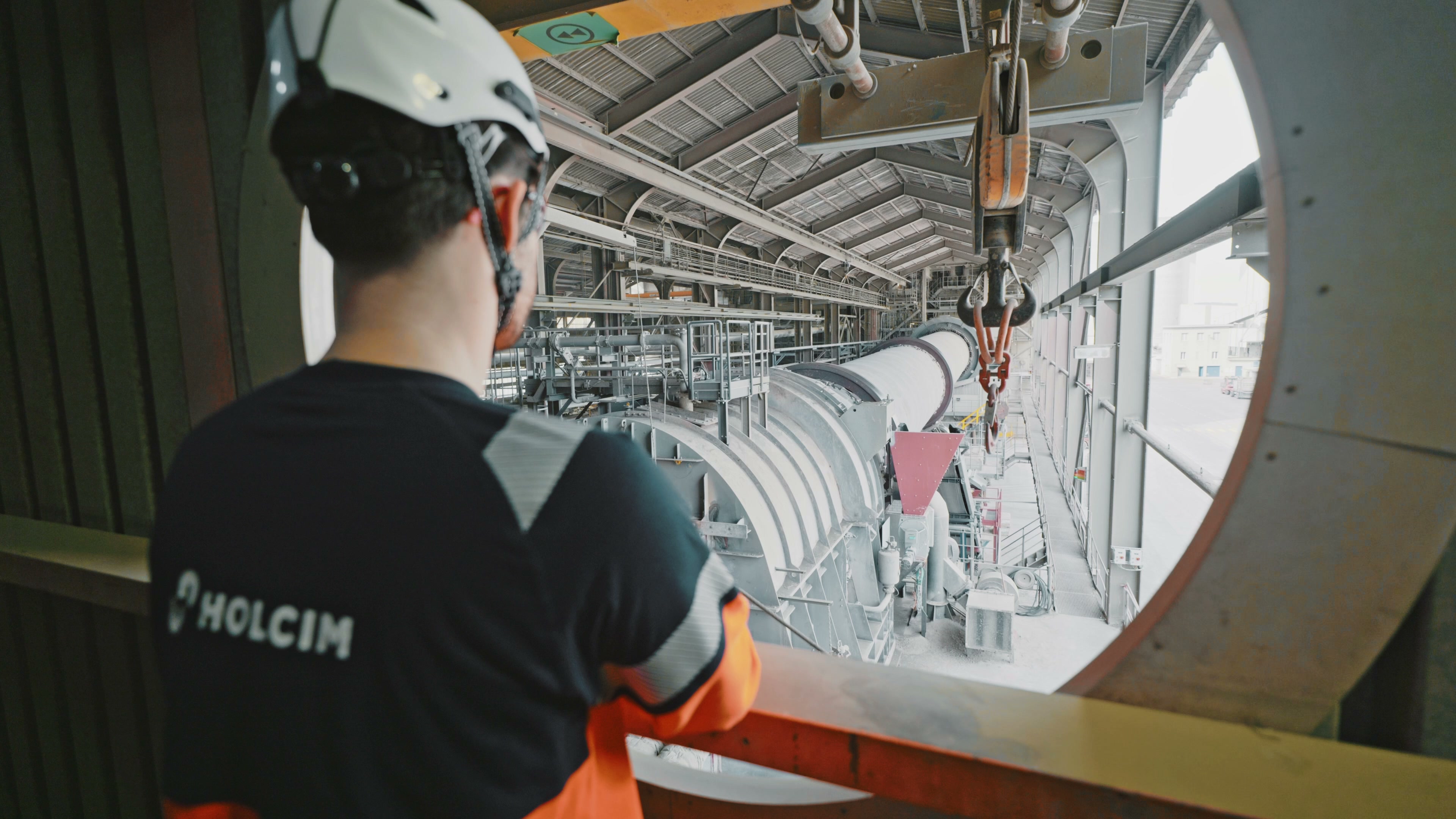 A Holcim operator beside the kiln