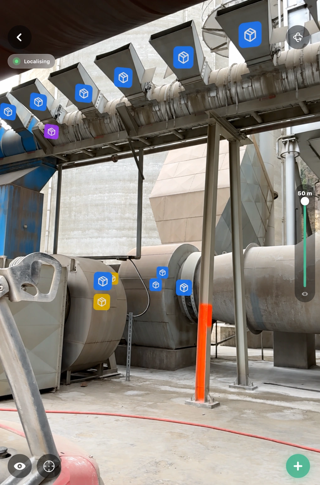 HyBird on iPad identifying industrial equipment and connecting it to asset information