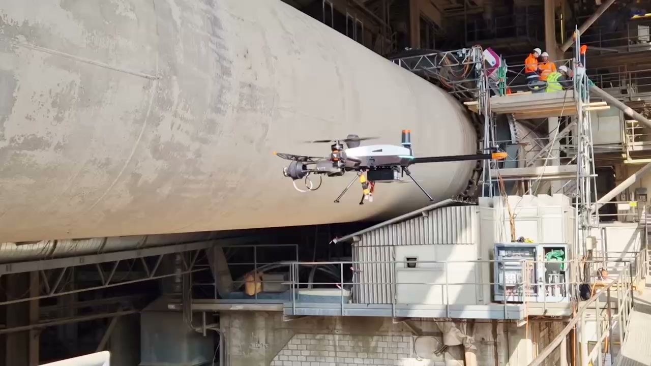 Drone inspection beside industrial plant structures